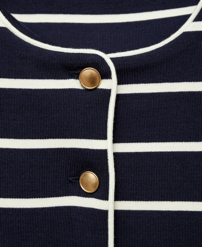 Mango Women's Stripped Knit Cardigan Sweater