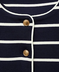Mango Women's Stripped Knit Cardigan Sweater