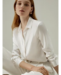 Lilysilk Women's Basic Concealed Placket Silk Shirt