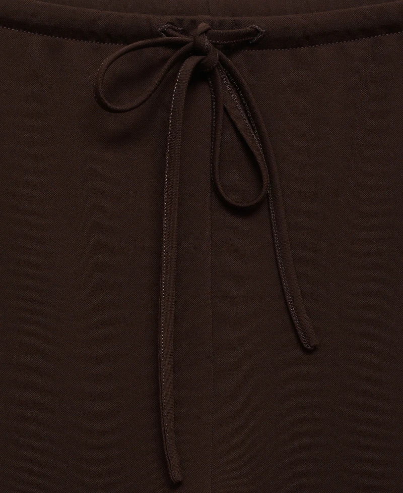 Mango Women's Elastic Waist Wide Leg Trousers