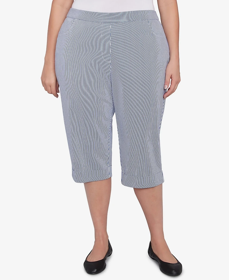 Alfred Dunner Plus Land of The Free Striped Clamdigger Pants
