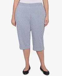 Alfred Dunner Plus Land of The Free Striped Clamdigger Pants