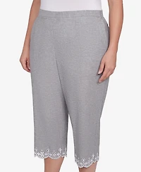 Alfred Dunner Plus Crystal Springs Eyelet Embroidered Capri Pants
