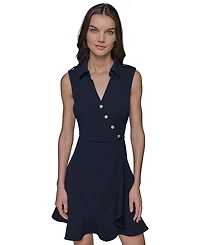 Karl Lagerfeld Paris Women's Scuba Crepe A-line Ruffle Hem Dress