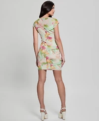 Guess Women's Averi Floral Layered-Mesh Bodycon Dress