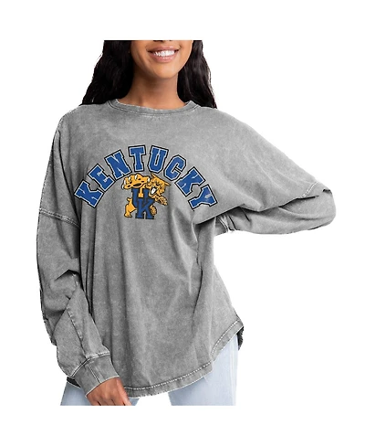 Gameday Couture Women's Gray Kentucky Wildcats Faded Wash Pullover Sweatshirt