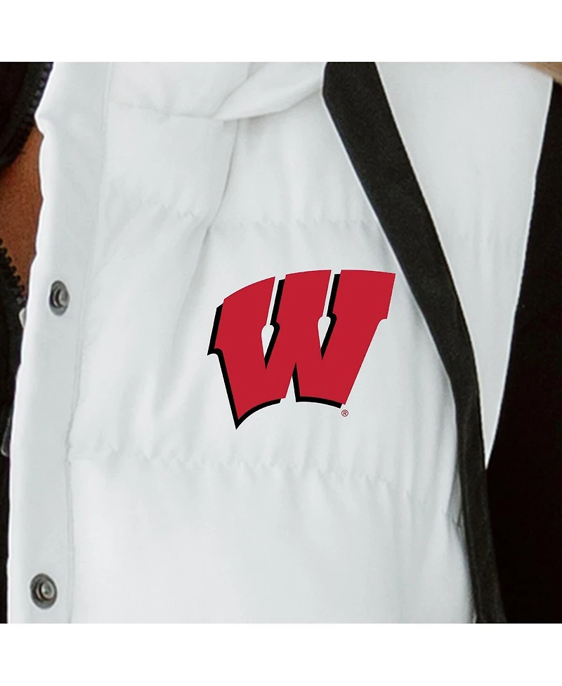Gameday Couture Women's White Wisconsin Badgers Hooded Full-Snap Puffer Vest