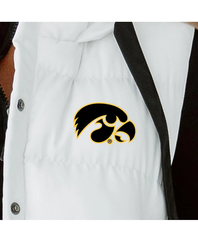Gameday Couture Women's White Iowa Hawkeyes Hooded Full-Snap Puffer Vest