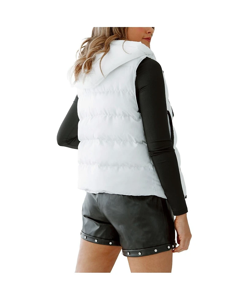 Gameday Couture Women's White Florida State Seminoles Hooded Full-Snap Puffer Vest