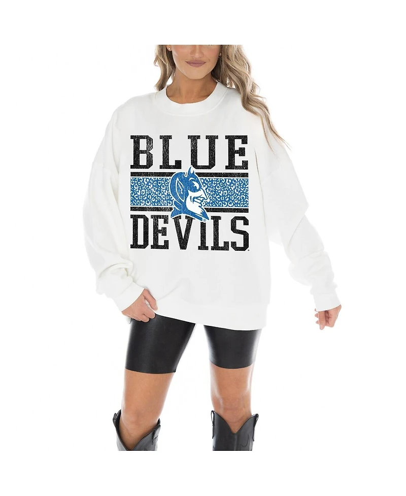 Gameday Couture Women's White Duke Blue Devils Fair Catch Pullover Sweatshirt