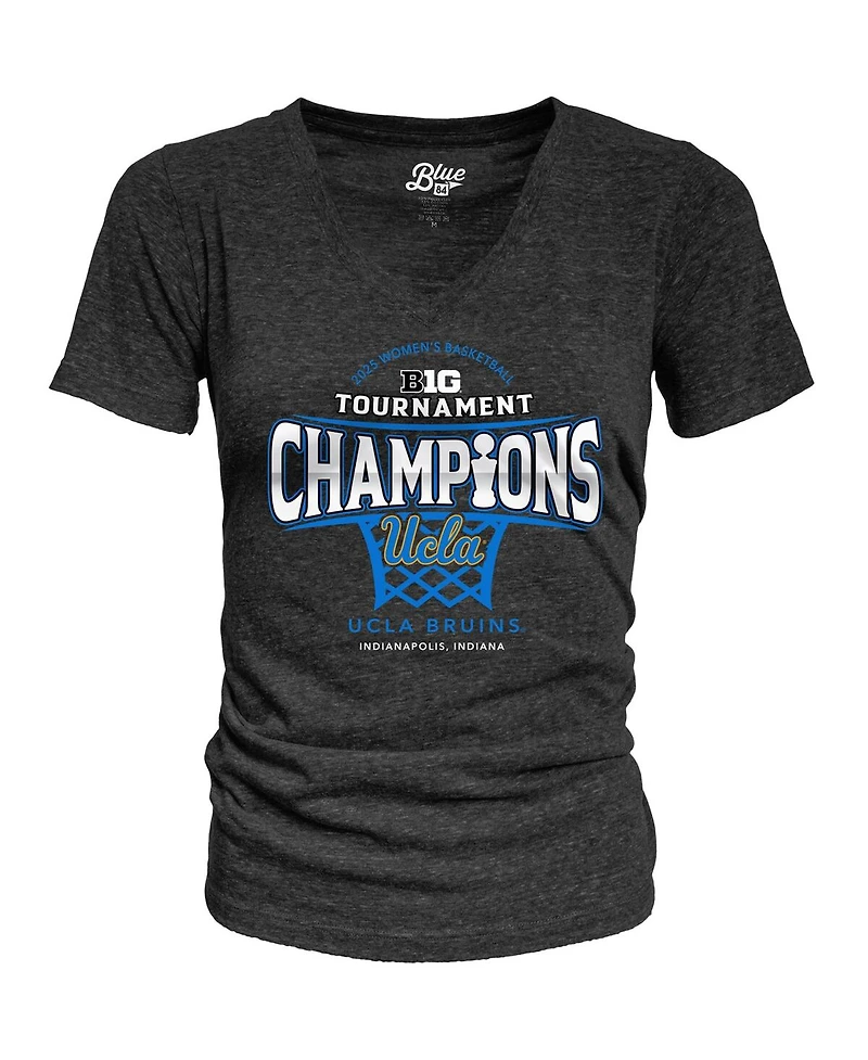 Blue 84 Women's Black Ucla Bruins 2025 Big Ten Basketball Conference Tournament Champions Locker Room Tri-Blend V-Neck T-Shirt