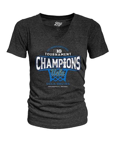 Blue 84 Women's Black Ucla Bruins 2025 Big Ten Basketball Conference Tournament Champions Locker Room Tri-Blend V-Neck T-Shirt