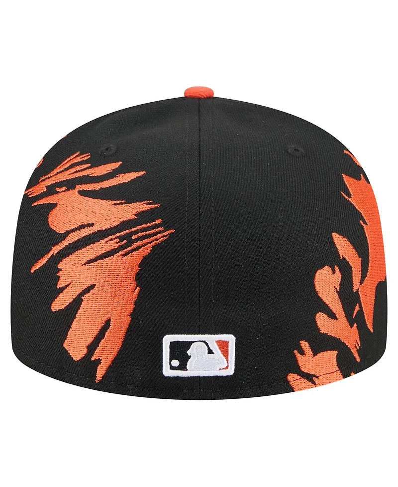 New Era Men's Black/Orange Baltimore Orioles Retro Pattern 59FIFTY Fitted Hat