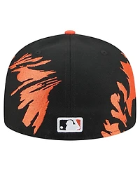 New Era Men's Black/Orange Baltimore Orioles Retro Pattern 59FIFTY Fitted Hat
