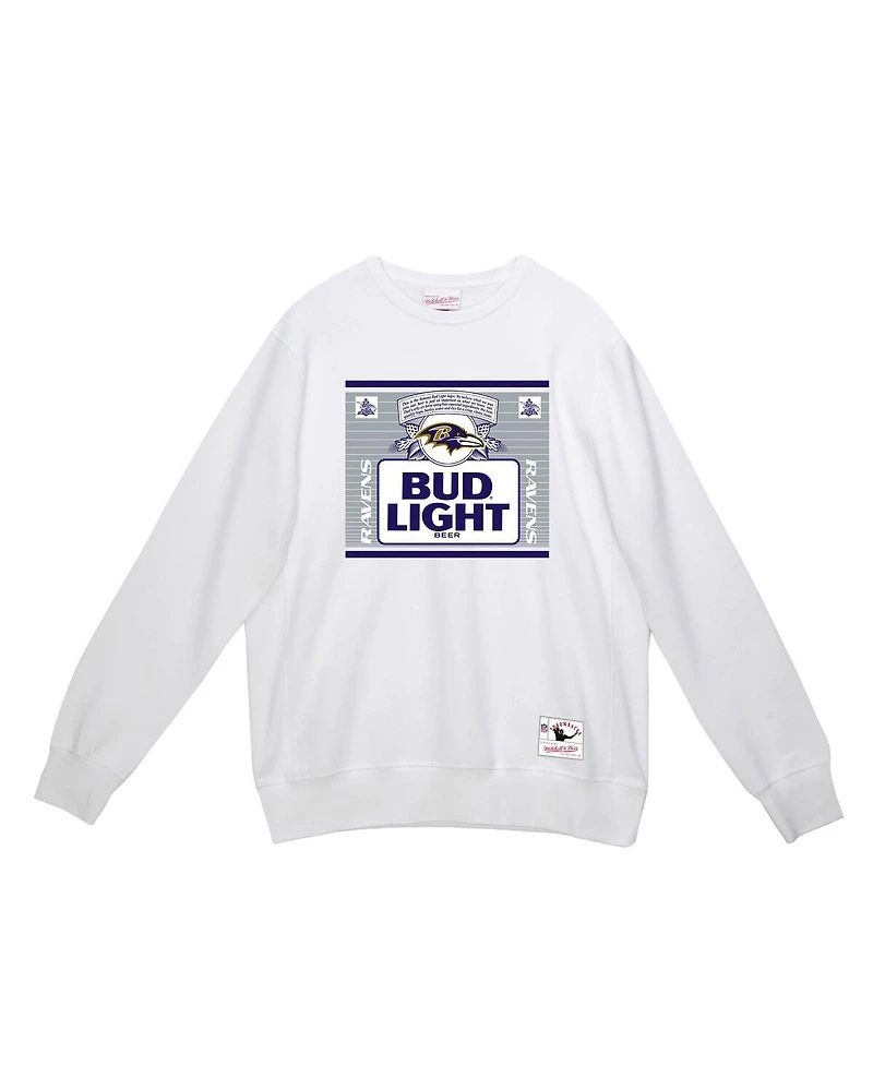 Mitchell & Ness Men's Light White Baltimore Ravens The Crest Pullover Sweatshirt