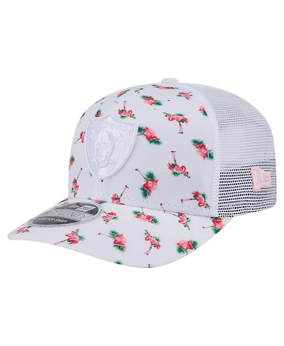 New Era Men's White Las Vegas Raiders Adventure Flamingo Pattern 9SEVENTY Stretch-Snap Hat
