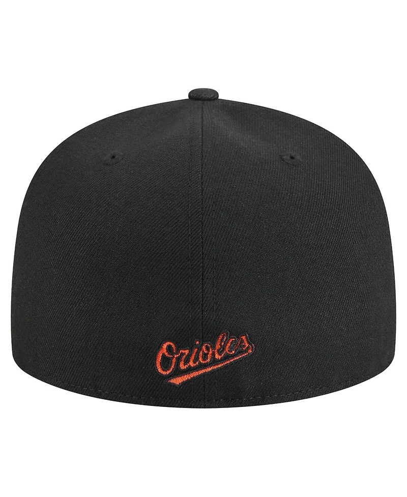 New Era Men's Black Baltimore Orioles Overlap 59FIFTY Fitted Hat