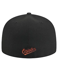 New Era Men's Black Baltimore Orioles Overlap 59FIFTY Fitted Hat
