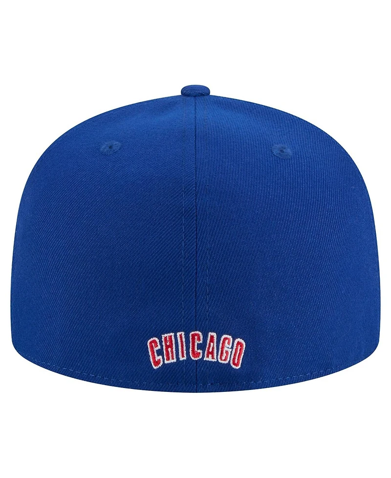 New Era Men's Royal Chicago Cubs Overlap 59FIFTY Fitted Hat