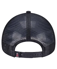 New Era Men's Black Los Angeles Angels Retro Bold A-Frame Trucker 9FORTY Adjustable Hat
