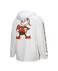 Mitchell & Ness Men's White Cleveland Browns Vintage Logo Coaches Full-Snap Hoodie Jacket