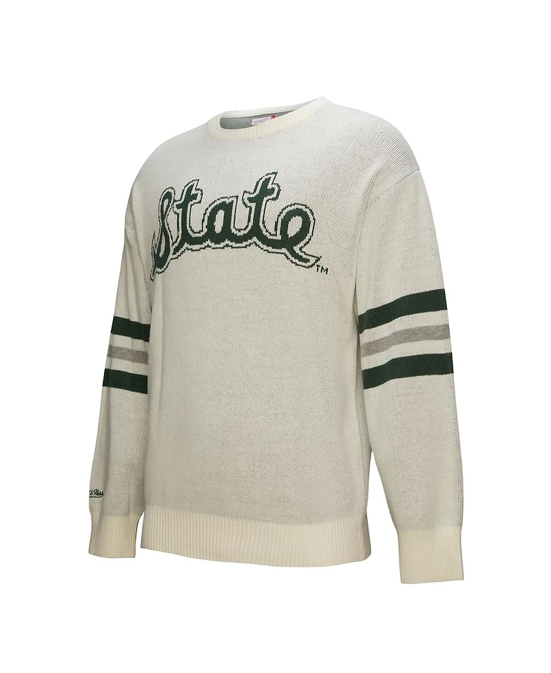 Mitchell & Ness Men's Cream Michigan State Spartans Retro Pullover Sweater