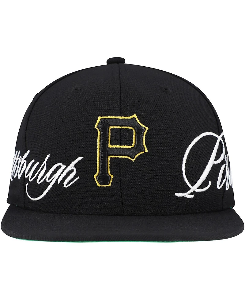 Mitchell & Ness Men's Black Pittsburgh Pirates Just Don x Mlb Lux Script Snapback Hat