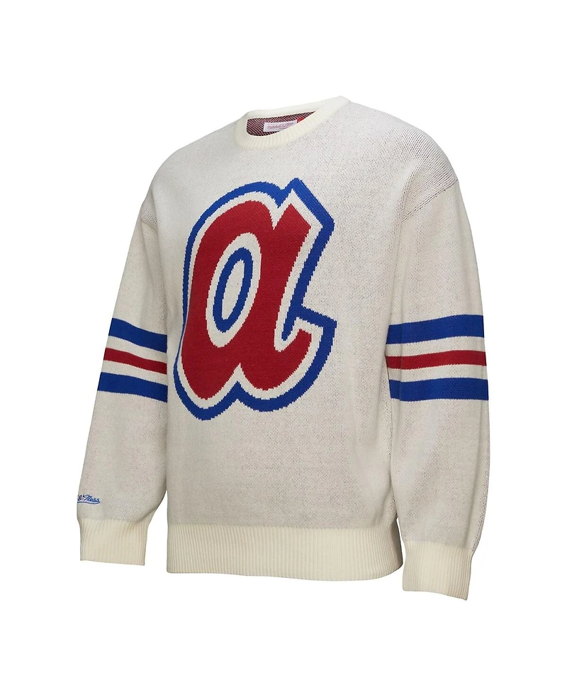 Mitchell & Ness Men's Cream Atlanta Braves Retro Pullover Sweater