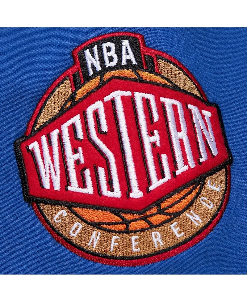 Mitchell & Ness Men's Royal Golden State Warriors Chainstitch Applique Vintage Heavyweight Pullover Hoodie