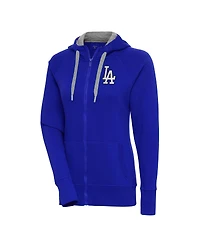 Antigua Women's Royal Los Angeles Dodgers Brushed Metallic Victory Full-Zip Hoodie Jacket