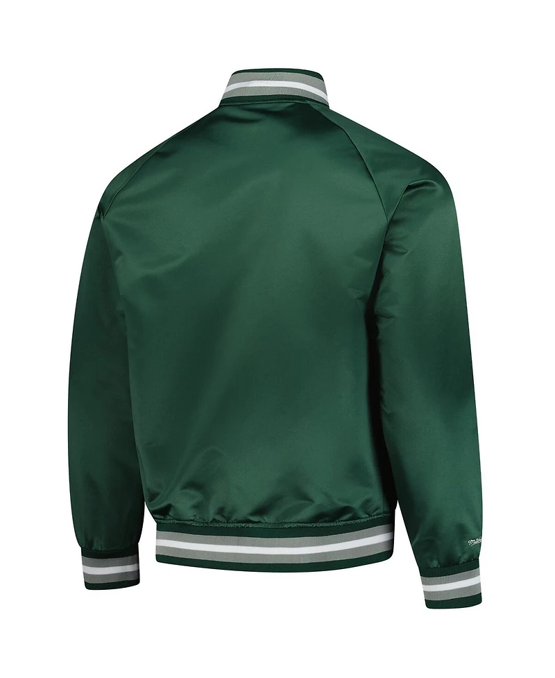 Mitchell & Ness Men's Green Michigan State Spartans Lightweight Current Logo Satin Full-Snap Jacket