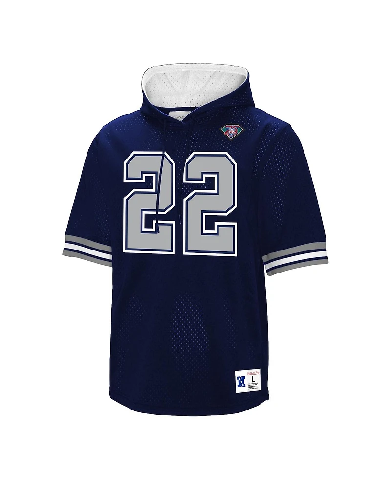Mitchell & Ness Men's Emmitt Smith Navy Dallas Cowboys Retired Player Mesh Name Number Hoodie T-Shirt