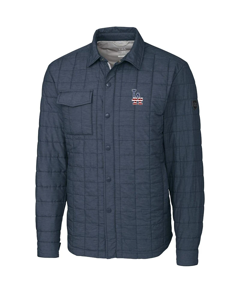 Cutter & Buck Men's Gray Los Angeles Dodgers Americana Rainier Full-Snap Shirt Jacket