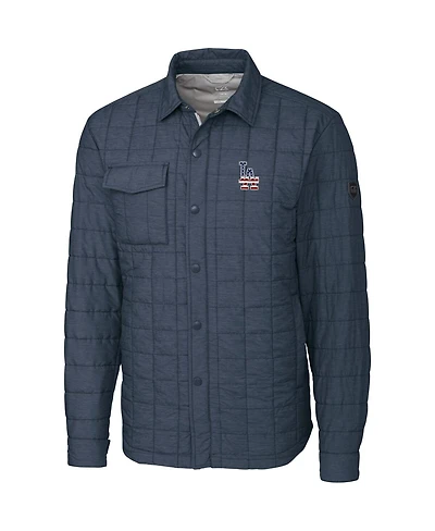 Cutter & Buck Men's Gray Los Angeles Dodgers Americana Rainier Full-Snap Shirt Jacket