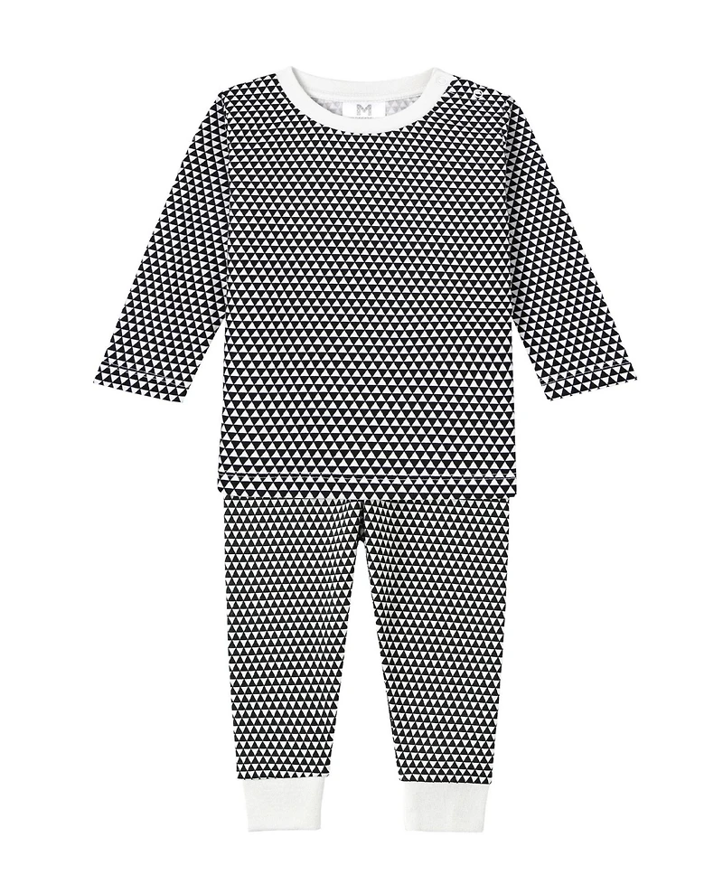 Malabar Baby Big Boys Organic Cotton 2PC Pajama Set, Greenwich (Black & White)