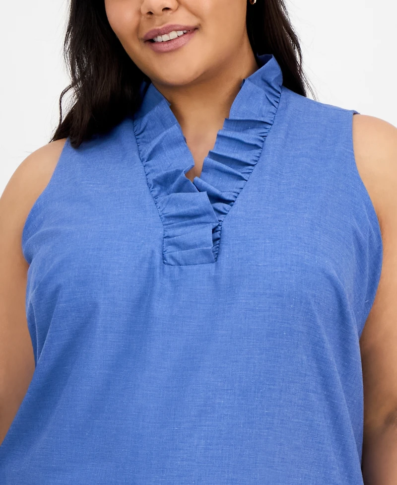 Robbie Bee Plus Size Embroidered-Hem Shift Dress