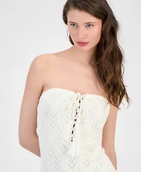 Guess Women's Isabella Pointelle Lace-Up Mini Dress
