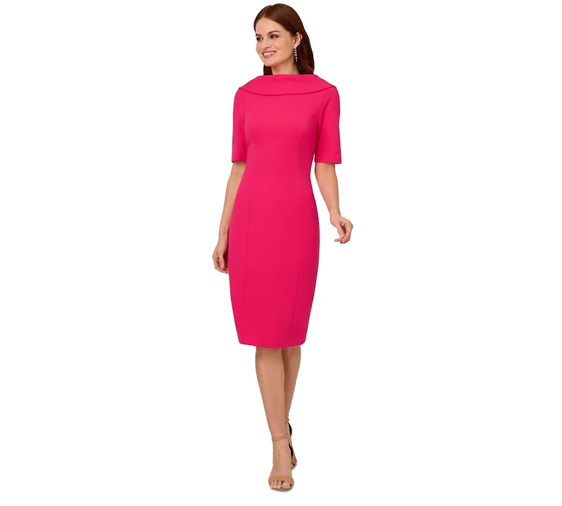 Adrianna Papell Women's Roll-Collar V-Back Dress