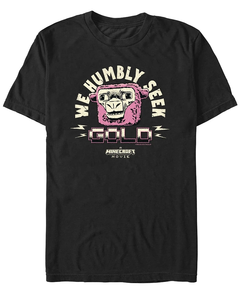 Fifth Sun Men's Minecraft Movie We Humbly Seek Gold Short Sleeve T-Shirt