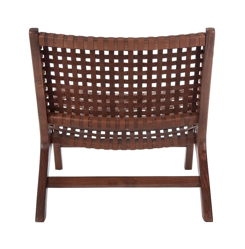 Luna Leather Woven Accent Chair
