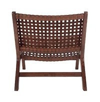 Luna Leather Woven Accent Chair