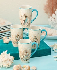 Certified International Escape to the Sea 4-Pc. Mugs, Service For 4