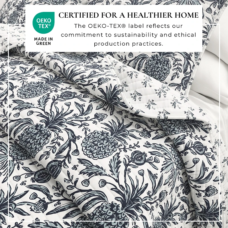Linery & Co. Cotton Stitched Reversible Coastal Quilt and Sham Set