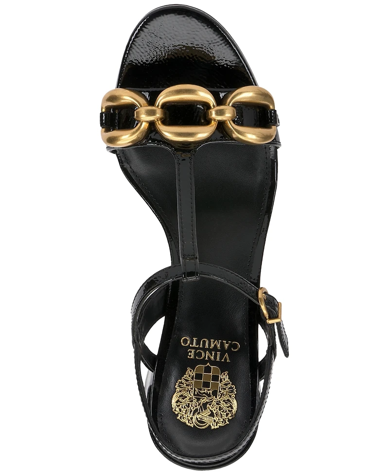 Vince Camuto Women's Chirie Chain T-Strap Block-Heel Sandals