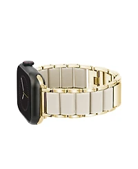 Anne Klein Women's Ivory Rubberized Link with Gold-Tone Alloy Metal Band for Apple Watch 44/45/46/49mm