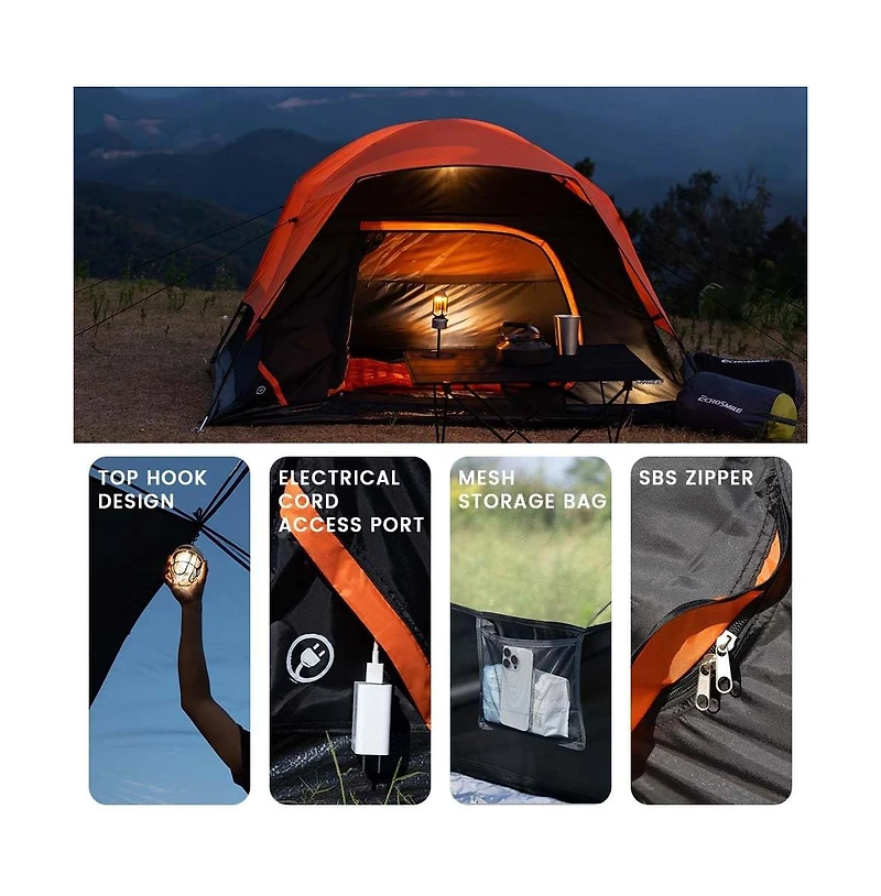 EchoSmile Camping Tent 2 Person, Waterproof Windproof Double Layer with Rainfly, Easy Setup for Backpacking, Hiking, Mountaineering, Outdoor