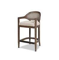 Mid-Century Modern 26" Counter Stool, Cane Back Kitchen Island Chair with Solid Oak Frame, 1 Pk -The Pop Home