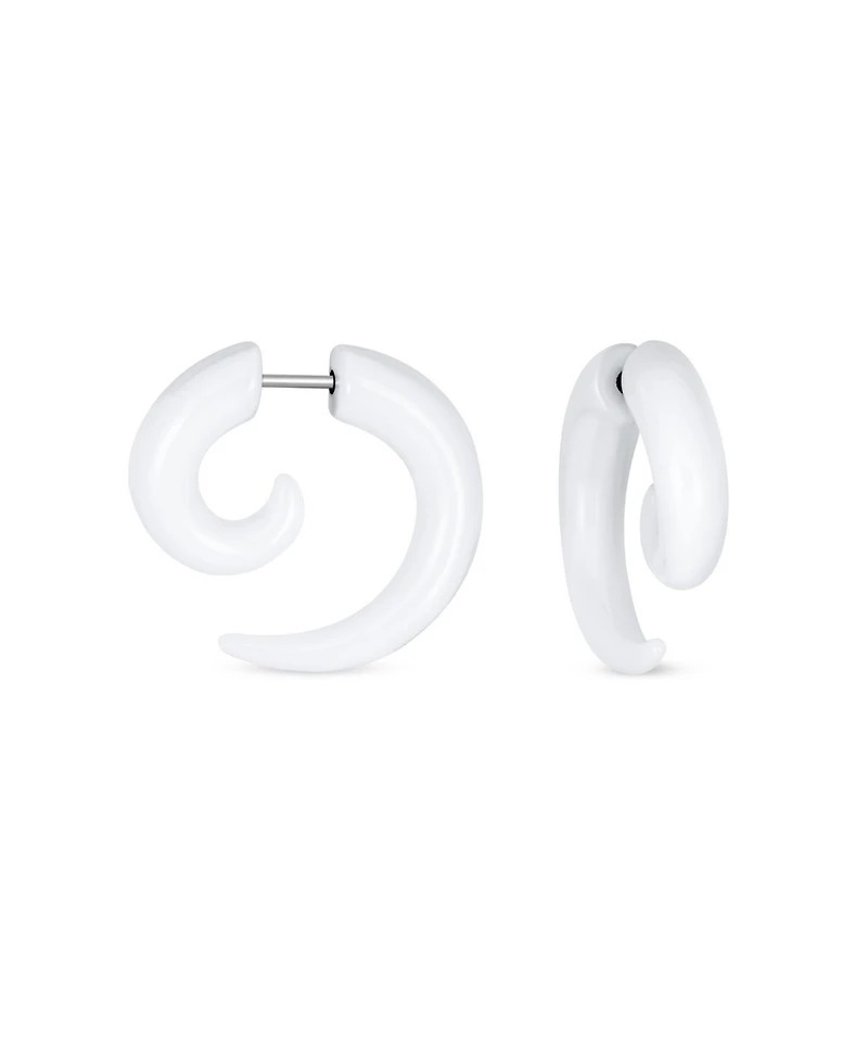 Bling Jewelry Round Swirl Spiral Tribal Fake Faux Ear Plug Taper Earrings Acrylic Resin Steel