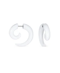 Bling Jewelry Round Swirl Spiral Tribal Fake Faux Ear Plug Taper Earrings Acrylic Resin Steel