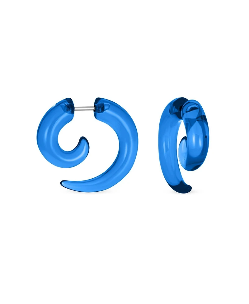 Bling Jewelry Round Swirl Spiral Tribal Fake Faux Ear Plug Taper Earrings Acrylic Resin Steel